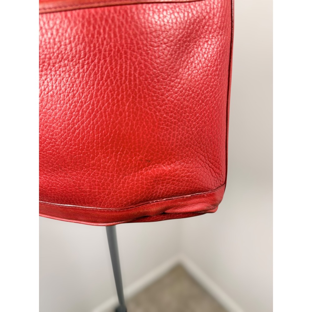 Vintage Mark Cross Italian Pebbled Red‎ Leather Bucket Shoulder Bag Logo Handbag - Picture 4 of 16